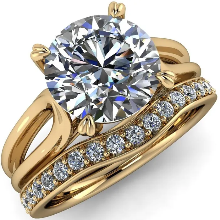 Fire Brilliance Rings Martha Round Center Stone 4 Prong Split Shank Engagement Ring