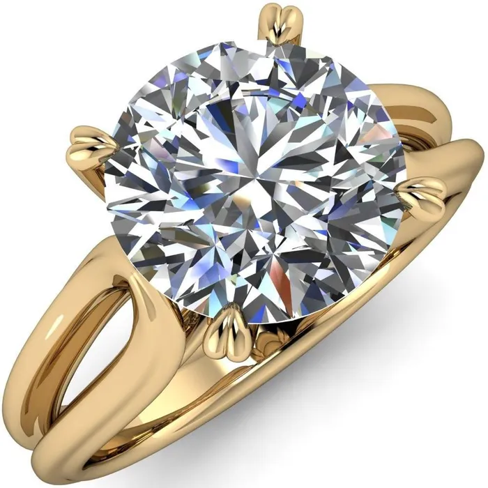 Fire Brilliance Rings Martha Round Center Stone 4 Prong Split Shank Engagement Ring