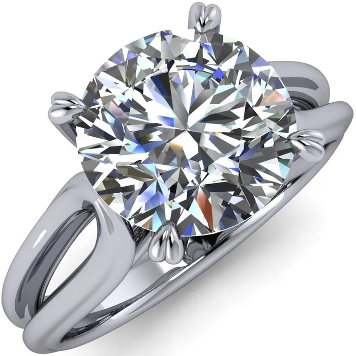Fire Brilliance Rings Martha Round Center Stone 4 Prong Split Shank Engagement Ring