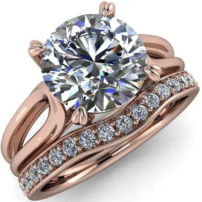 Fire Brilliance Rings Martha Round Center Stone 4 Prong Split Shank Engagement Ring