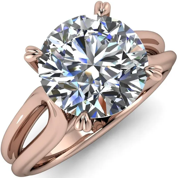 Fire Brilliance Rings Martha Round Center Stone 4 Prong Split Shank Engagement Ring