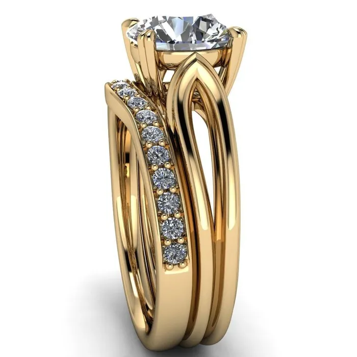 Fire Brilliance Rings Martha Round Center Stone 4 Prong Split Shank Engagement Ring