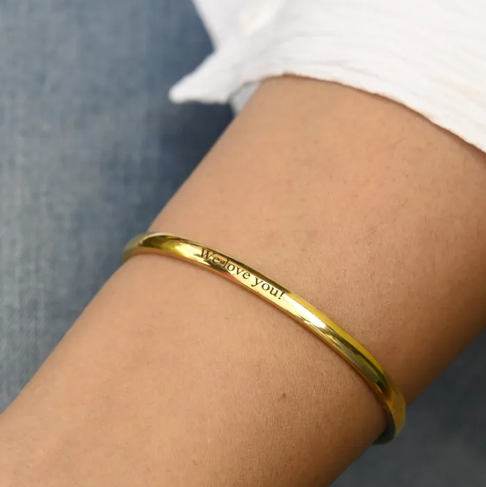 Jewelvers 18K GoldFilled Personalized Name Bracelet Customized Engraved Bracelet Gold Bangle Bracelet Stackable Name Bangle Bracelets