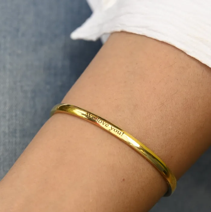 Jewelvers 18K GoldFilled Personalized Name Bracelet Customized Engraved Bracelet Gold Bangle Bracelet Stackable Name Bangle Bracelets