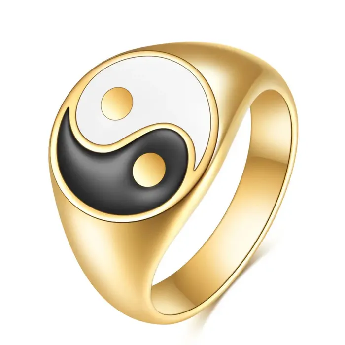 Jewelvers Rings 18K GoldFilled Enamel Yin and Yang Ring Jewelvers Rings 18K GoldFilled Enamel Yin and Yang Ring