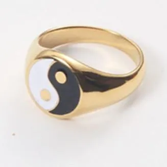 Jewelvers Rings 18K GoldFilled Enamel Yin and Yang Ring Jewelvers Rings 18K GoldFilled Enamel Yin and Yang Ring