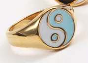 Jewelvers Rings 18K GoldFilled Enamel Yin and Yang Ring Jewelvers Rings 18K GoldFilled Enamel Yin and Yang Ring