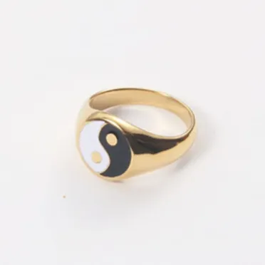 Jewelvers Rings 18K GoldFilled Enamel Yin and Yang Ring Jewelvers Rings 18K GoldFilled Enamel Yin and Yang Ring