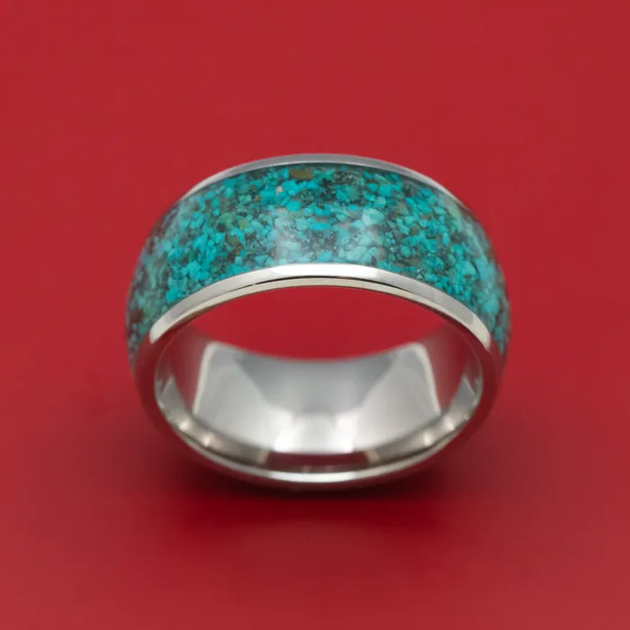 Lashbrook Rings Titanium and Chrysocolla Mens Ring Custom Made Stone Inlay Band Lashbrook Rings Titanium and Chrysocolla Mens Ring Custom Made Stone Inlay Band