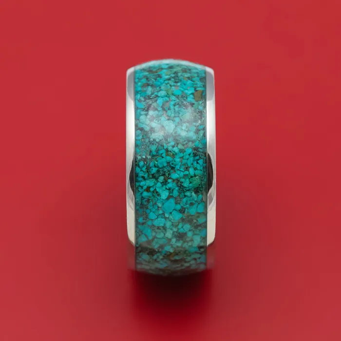 Lashbrook Rings Titanium and Chrysocolla Mens Ring Custom Made Stone Inlay Band Lashbrook Rings Titanium and Chrysocolla Mens Ring Custom Made Stone Inlay Band