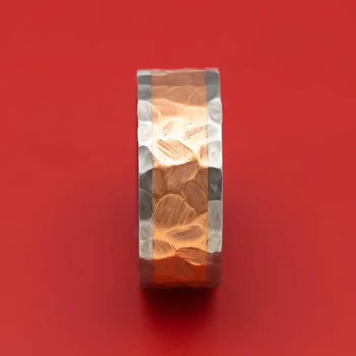 Lashbrook Titanium and Copper Ring Rock Finished with Wood Sleeve Custom Band Rings Lashbrook Titanium and Copper Ring Rock Finished with Wood Sleeve Custom Band Rings