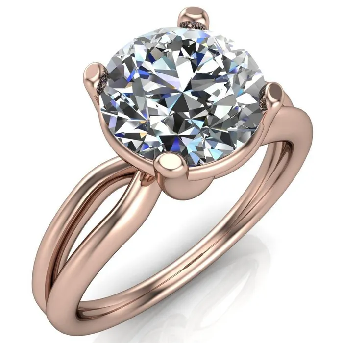 Merci Round Center Stone 4 Prong Split Shank Ring Fire Brilliance Rings