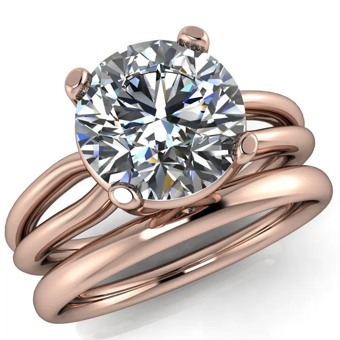 Merci Round Center Stone 4 Prong Split Shank Ring Fire Brilliance Rings