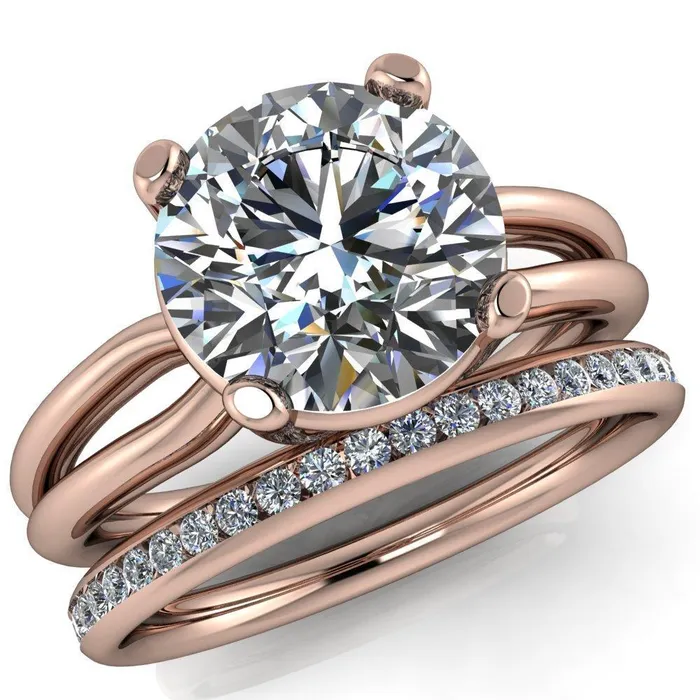Merci Round Center Stone 4 Prong Split Shank Ring Fire Brilliance Rings