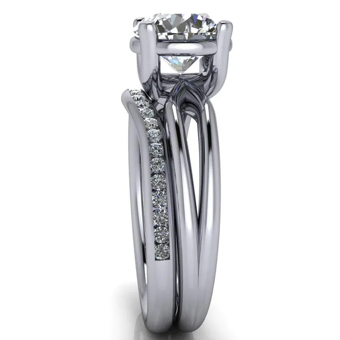 Merci Round Center Stone 4 Prong Split Shank Ring Fire Brilliance Rings