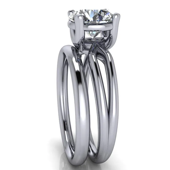 Merci Round Center Stone 4 Prong Split Shank Ring Fire Brilliance Rings