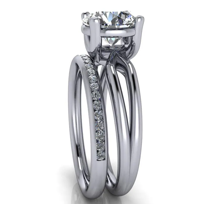 Merci Round Center Stone 4 Prong Split Shank Ring Fire Brilliance Rings