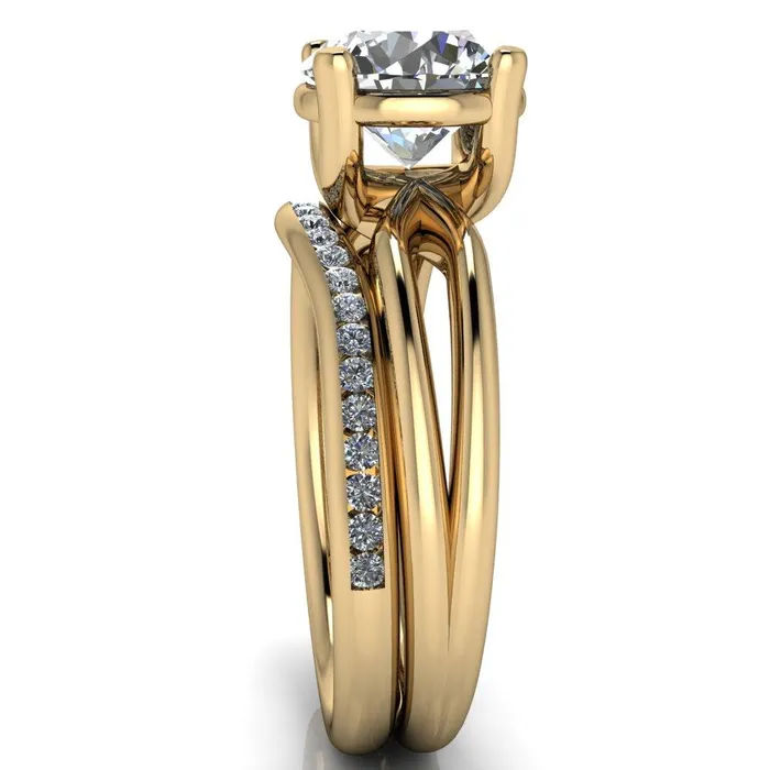 Merci Round Center Stone 4 Prong Split Shank Ring Fire Brilliance Rings