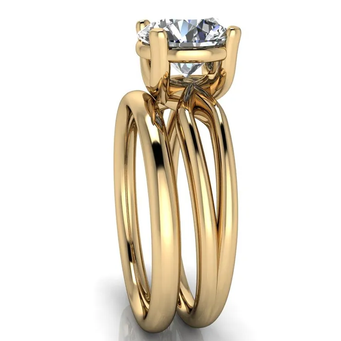 Merci Round Center Stone 4 Prong Split Shank Ring Fire Brilliance Rings