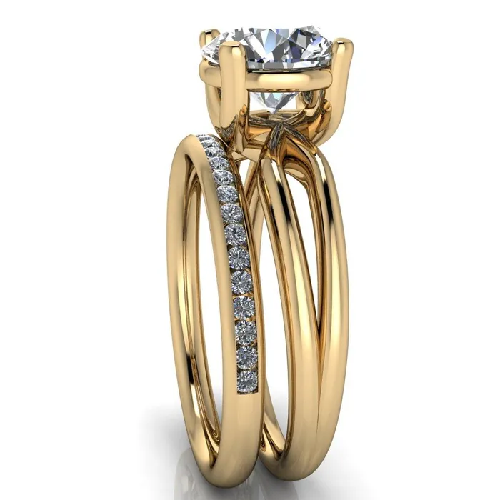 Merci Round Center Stone 4 Prong Split Shank Ring Fire Brilliance Rings