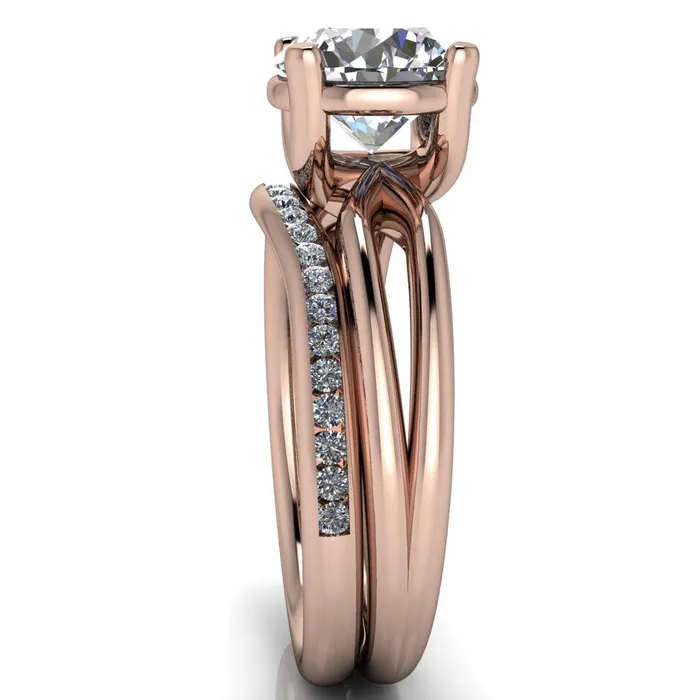 Merci Round Center Stone 4 Prong Split Shank Ring Fire Brilliance Rings
