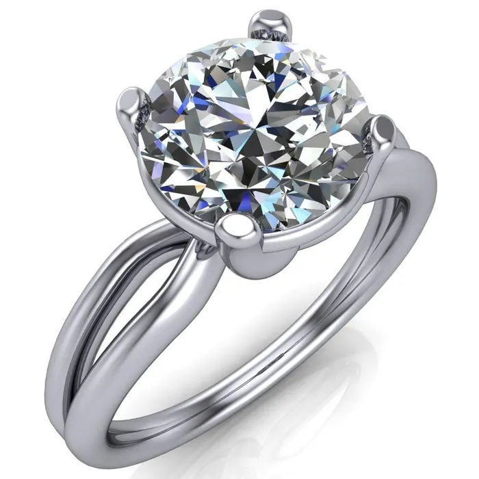 Merci Round Center Stone 4 Prong Split Shank Ring Fire Brilliance Rings
