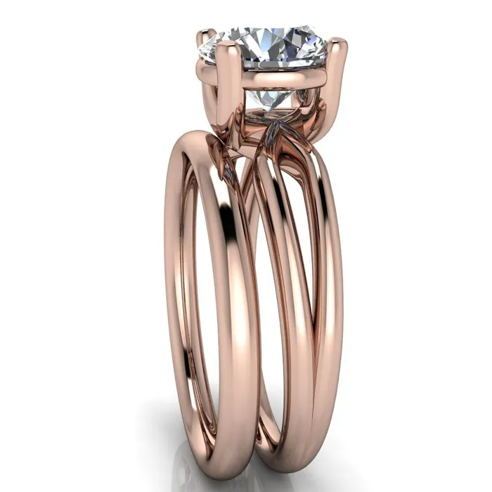 Merci Round Center Stone 4 Prong Split Shank Ring Fire Brilliance Rings