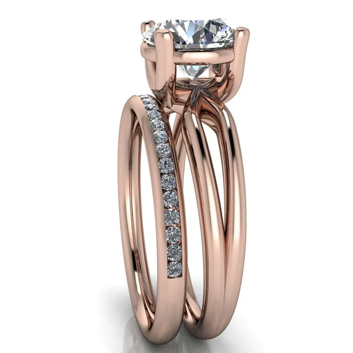 Merci Round Center Stone 4 Prong Split Shank Ring Fire Brilliance Rings