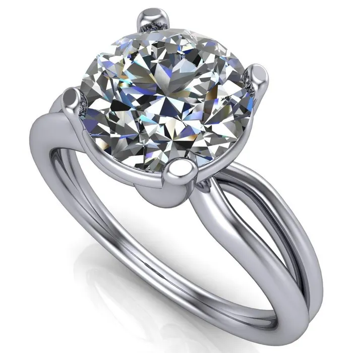 Merci Round Center Stone 4 Prong Split Shank Ring Fire Brilliance Rings