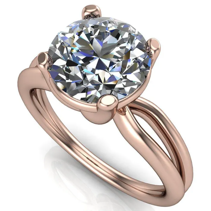 Merci Round Center Stone 4 Prong Split Shank Ring Fire Brilliance Rings