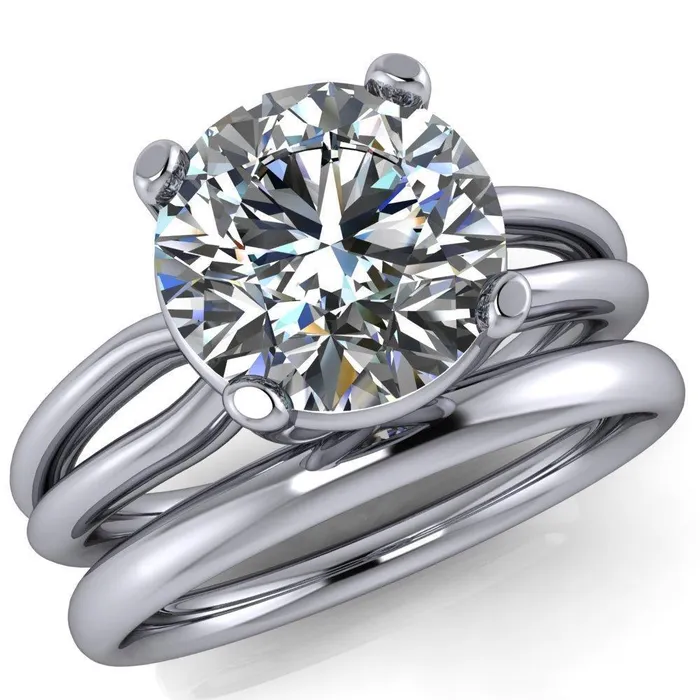 Merci Round Center Stone 4 Prong Split Shank Ring Fire Brilliance Rings