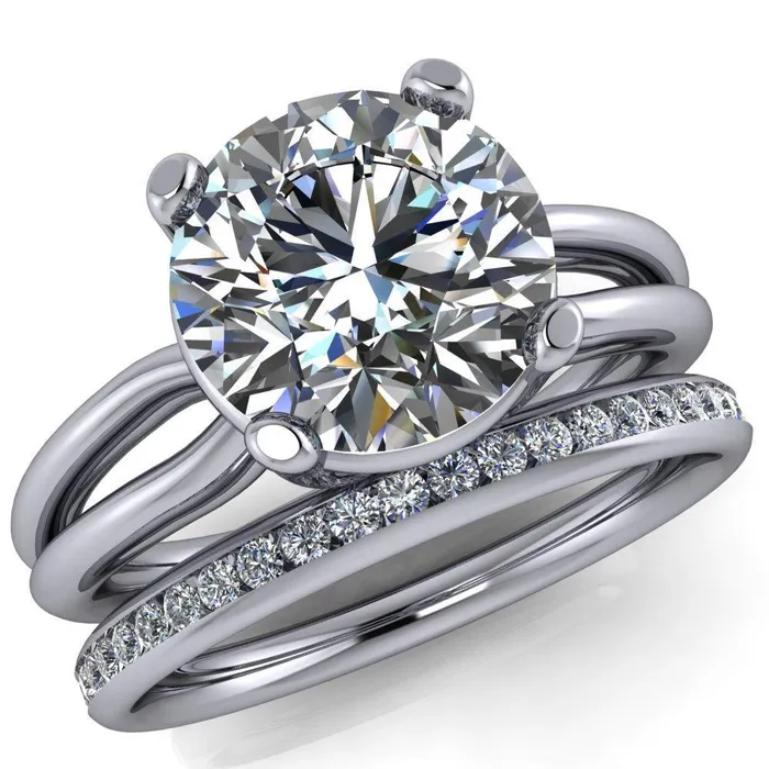 Merci Round Center Stone 4 Prong Split Shank Ring Fire Brilliance Rings