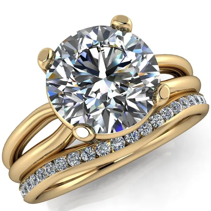 Merci Round Center Stone 4 Prong Split Shank Ring Fire Brilliance Rings