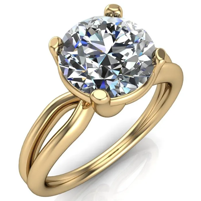 Merci Round Center Stone 4 Prong Split Shank Ring Fire Brilliance Rings