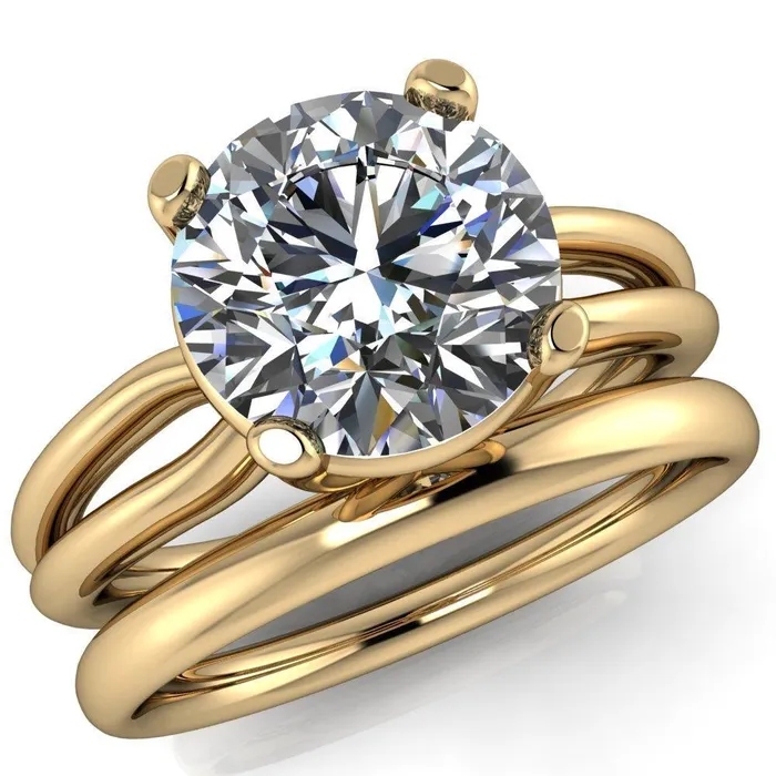 Merci Round Center Stone 4 Prong Split Shank Ring Fire Brilliance Rings