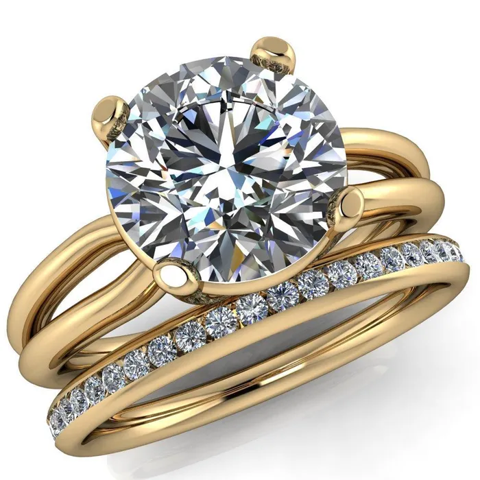 Merci Round Center Stone 4 Prong Split Shank Ring Fire Brilliance Rings