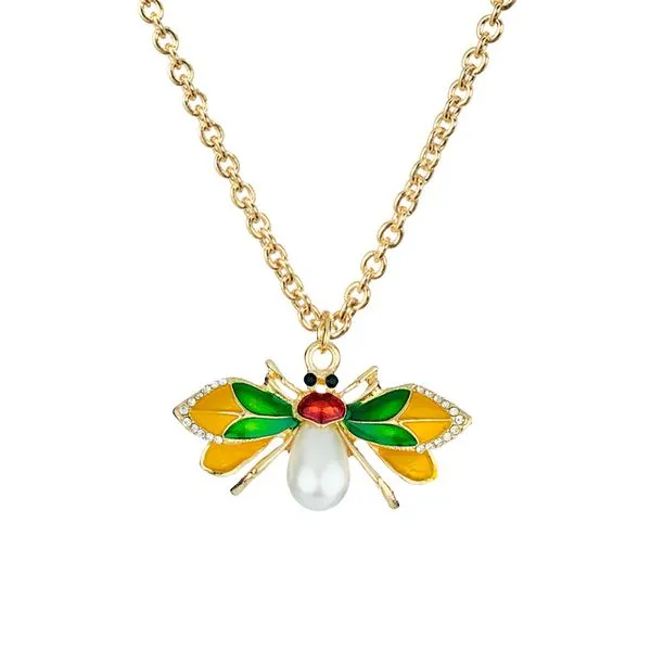 N420 Gold Yellow Green Firefly Pearl Necklace FREE Earrings 01 Earrings