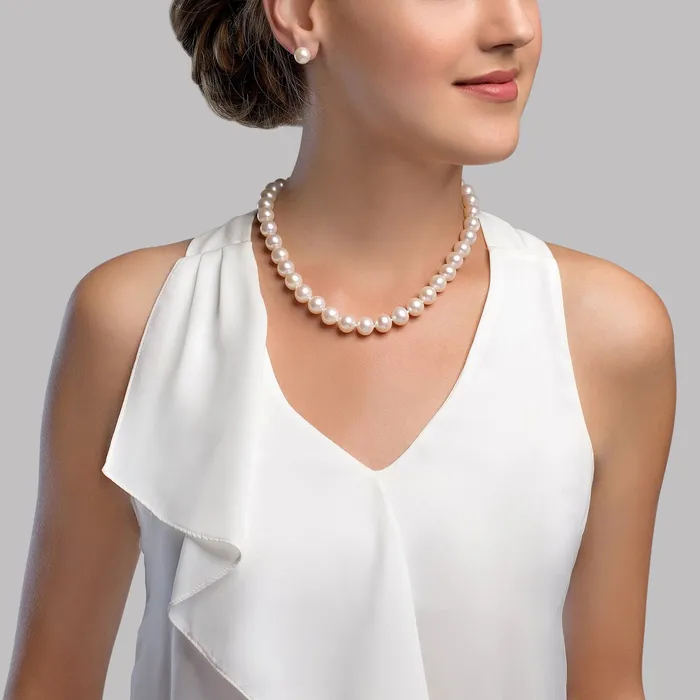 Necklaces spt 95105mm White Freshwater Pearl Necklace AAAA Quality