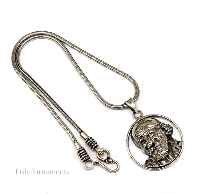 Necklaces TRIBAL ORNAMENTS idol Sai Baba pendant 925 sterling silver handmade amazing stylish unisex pendant locket personalized jewelry tribal jewelry ssp945