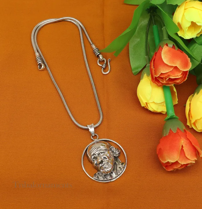 Necklaces TRIBAL ORNAMENTS idol Sai Baba pendant 925 sterling silver handmade amazing stylish unisex pendant locket personalized jewelry tribal jewelry ssp945