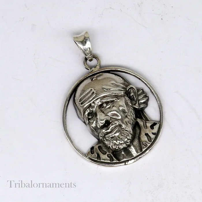 Necklaces TRIBAL ORNAMENTS idol Sai Baba pendant 925 sterling silver handmade amazing stylish unisex pendant locket personalized jewelry tribal jewelry ssp945
