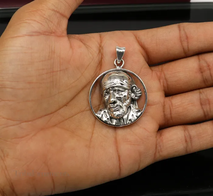 Necklaces TRIBAL ORNAMENTS idol Sai Baba pendant 925 sterling silver handmade amazing stylish unisex pendant locket personalized jewelry tribal jewelry ssp945