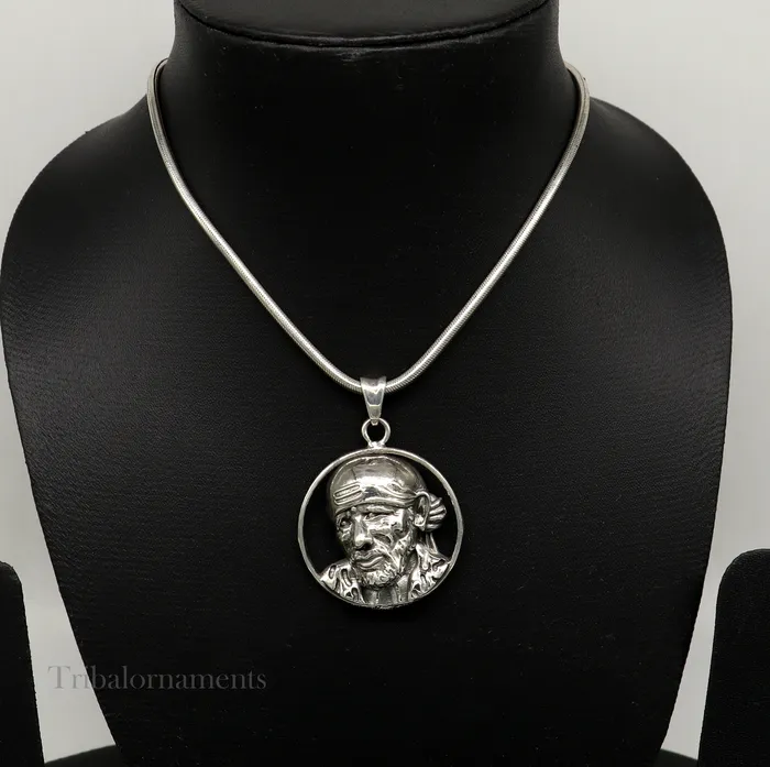 Necklaces TRIBAL ORNAMENTS idol Sai Baba pendant 925 sterling silver handmade amazing stylish unisex pendant locket personalized jewelry tribal jewelry ssp945