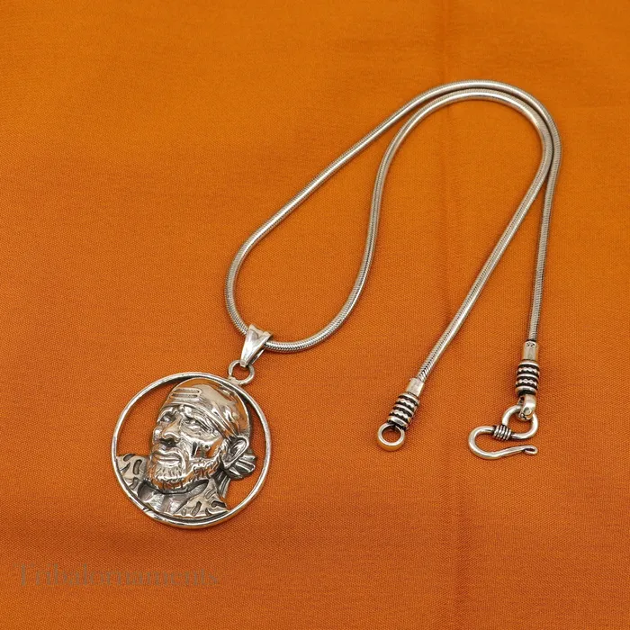Necklaces TRIBAL ORNAMENTS idol Sai Baba pendant 925 sterling silver handmade amazing stylish unisex pendant locket personalized jewelry tribal jewelry ssp945