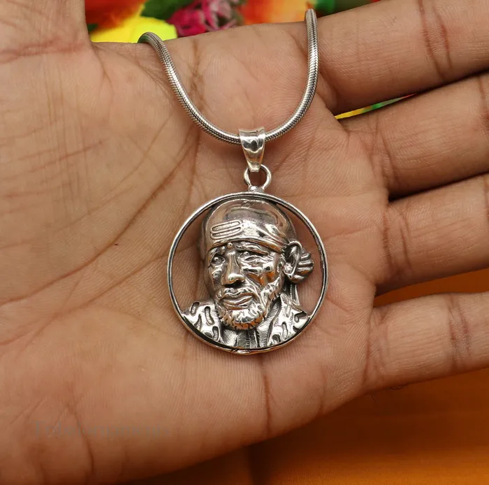 Necklaces TRIBAL ORNAMENTS idol Sai Baba pendant 925 sterling silver handmade amazing stylish unisex pendant locket personalized jewelry tribal jewelry ssp945