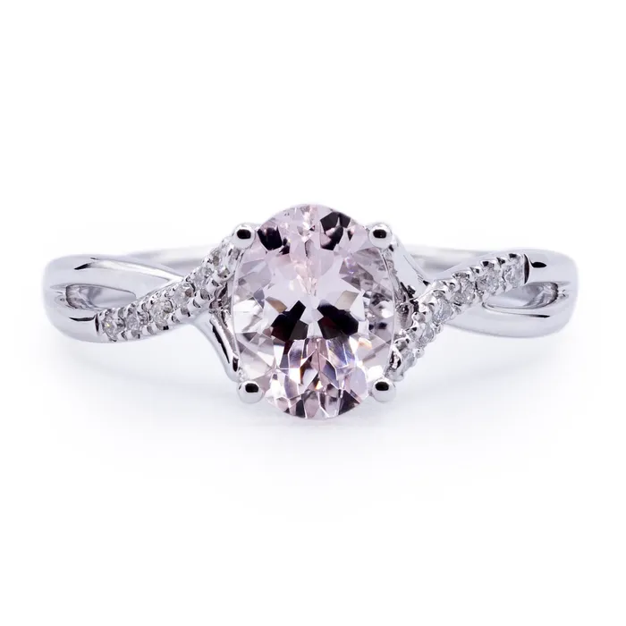 Oval Morganite Setting with Accented Infinity Shank Fire Brilliance Rings Oval Morganite Setting with Accented Infinity Shank Fire Brilliance Rings