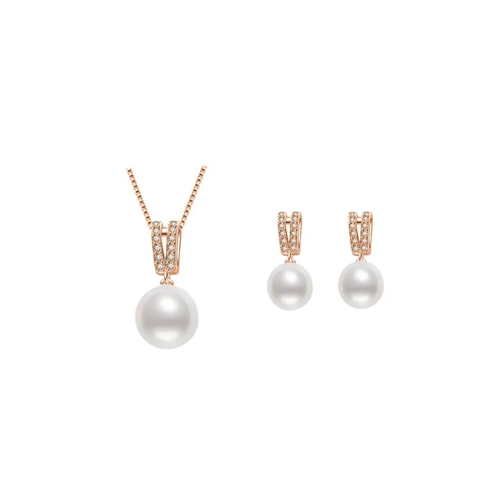 Pearly Lustre Earrings Elegant Freshwater Pearl Set WS00070