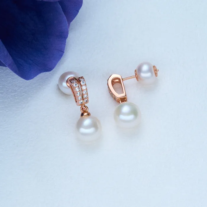 Pearly Lustre Earrings Elegant Freshwater Pearl Set WS00070