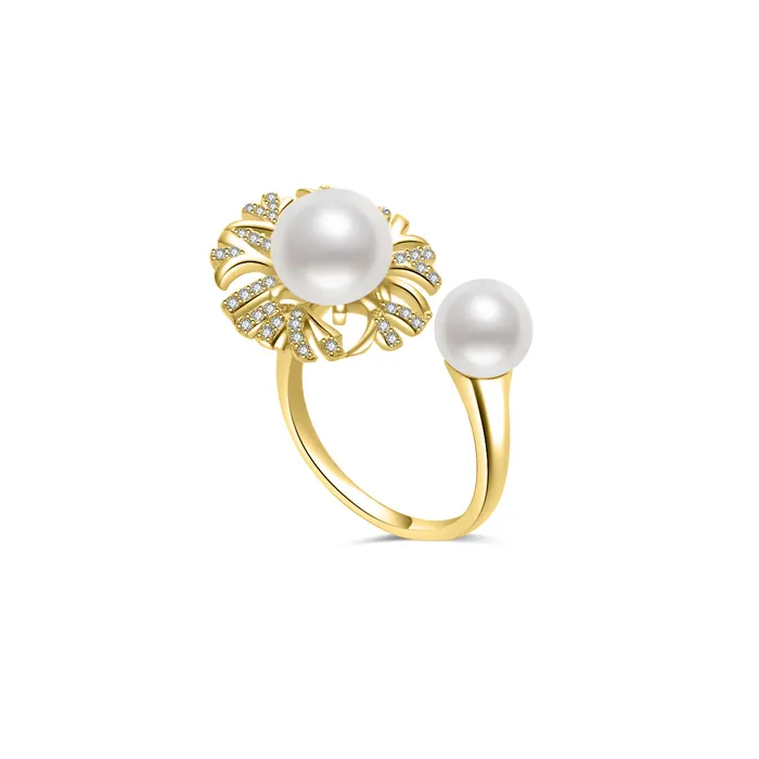 Pearly Lustre Earrings Top Grade Freshwater Pearl Rings WR00261 GARDENS