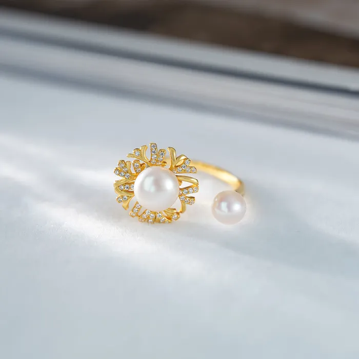Pearly Lustre Earrings Top Grade Freshwater Pearl Rings WR00261 GARDENS